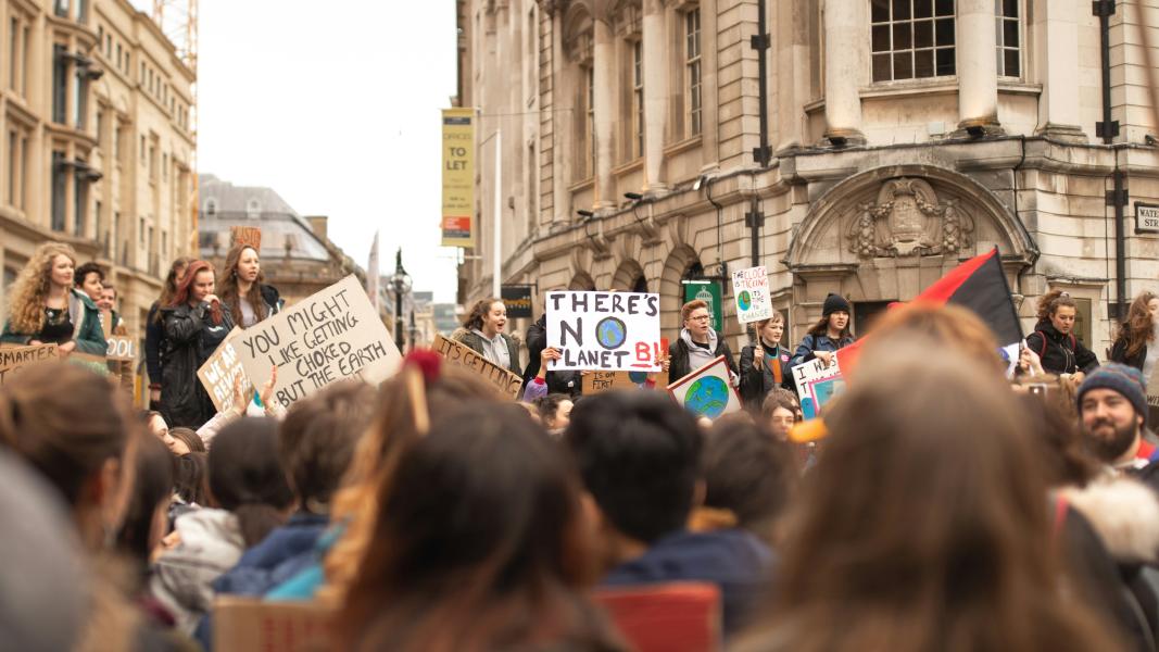 persone in piazza per una protesta per il clima